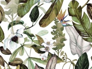 Dresówka z elastanem ogród botaniczny druk cyfrowy dzianina dresowa pętelka bawełna
